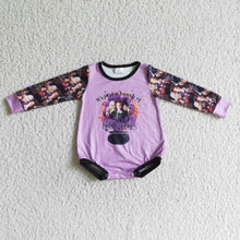 Load image into Gallery viewer, Witches purple baby girls Halloween romper