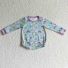 Load image into Gallery viewer, Monster stripe baby girls long sleeve romper