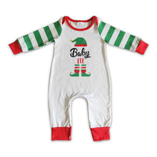 Load image into Gallery viewer, Green hat stripe mini baby kids Christmas romper