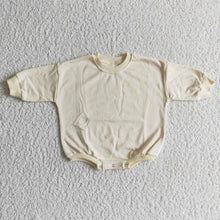 Load image into Gallery viewer, Beige cotton long sleeves baby girls sweater romper