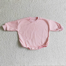Load image into Gallery viewer, Pink cotton long sleeves baby girls sweatshirt romper