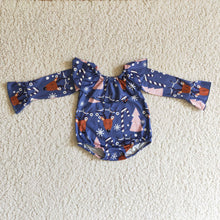 Load image into Gallery viewer, Deer tree print long sleeves baby girls Christmas romper