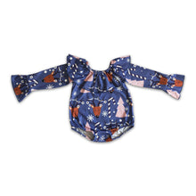 Load image into Gallery viewer, Deer tree print long sleeves baby girls Christmas romper