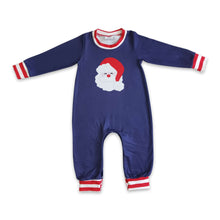 Load image into Gallery viewer, Santa navy long sleeves baby boy Christmas romper