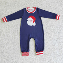 Load image into Gallery viewer, Santa navy long sleeves baby boy Christmas romper