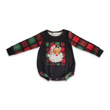 Load image into Gallery viewer, Plaid santa print long sleeves baby girls Christmas romper