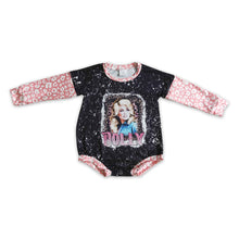 Load image into Gallery viewer, Black bleached pink sleeves baby girls singer romper
