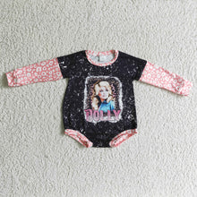 Load image into Gallery viewer, Black bleached pink sleeves baby girls singer romper