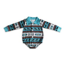 Load image into Gallery viewer, Horse aztec baby boy western romper