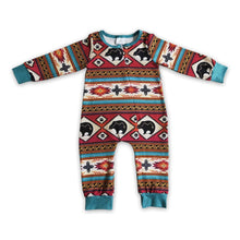 Load image into Gallery viewer, Cow aztec zipper baby boy western romper