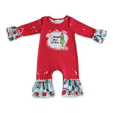 Load image into Gallery viewer, Naughty or nice green face baby girls Christmas romper