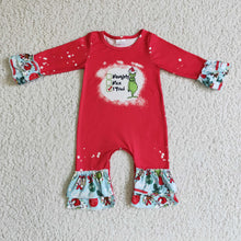Load image into Gallery viewer, Naughty or nice green face baby girls Christmas romper
