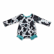Load image into Gallery viewer, Cow bow long sleeves baby girls romper