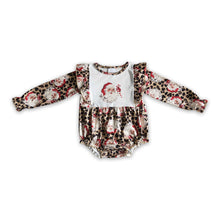 Load image into Gallery viewer, Leopard santa baby girls Christmas romper