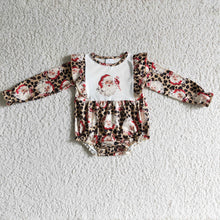 Load image into Gallery viewer, Leopard santa baby girls Christmas romper