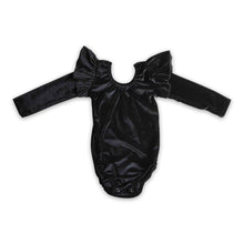 Load image into Gallery viewer, Black velvet long sleeves romper baby girls leotard