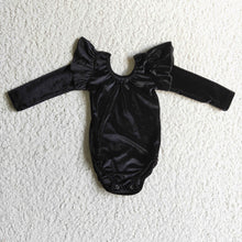 Load image into Gallery viewer, Black velvet long sleeves romper baby girls leotard