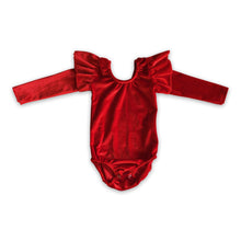 Load image into Gallery viewer, Red velvet long sleeves romper baby girls leotard