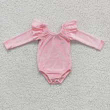 Load image into Gallery viewer, Pink velvet long sleeves romper baby girls leotard