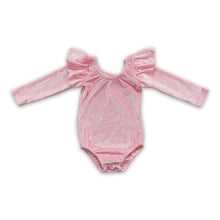 Load image into Gallery viewer, Pink velvet long sleeves romper baby girls leotard