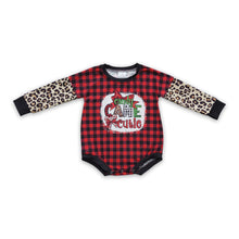 Load image into Gallery viewer, Candy cane cutie plaid leopard baby girls Christmas romper