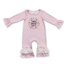 Load image into Gallery viewer, I am loved floral pink cute baby girls romper