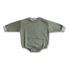 Load image into Gallery viewer, Olive cotton long sleeves baby girls sweater romper