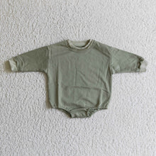 Load image into Gallery viewer, Olive cotton long sleeves baby girls sweater romper