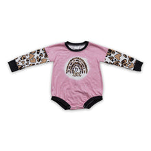 Load image into Gallery viewer, Leopard love rainbow pink baby girls Valentine's romper
