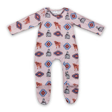 Load image into Gallery viewer, Highland cow aztec baby kids footed zipper coverall