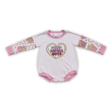 Load image into Gallery viewer, Fries heart pink baby girls Valentine's day romper