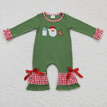 Load image into Gallery viewer, Milk santa biscuit embroidery baby girls Christmas romper