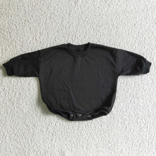 Load image into Gallery viewer, Black cotton long sleeves baby girls sweater romper