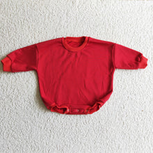 Load image into Gallery viewer, Red cotton long sleeves baby girls sweater romper