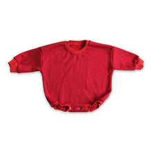 Load image into Gallery viewer, Red cotton long sleeves baby girls sweater romper