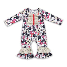 Load image into Gallery viewer, Love heart mouse baby girls Valentine's romper