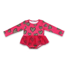 Load image into Gallery viewer, Leopard heart tulle baby girls valentine's romper