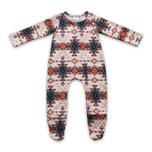 Load image into Gallery viewer, Aztec baby kids western zipper footed coverall