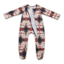 Load image into Gallery viewer, Aztec baby kids western zipper footed coverall