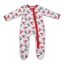 Load image into Gallery viewer, Pinch peel eat repeat crawfish baby footed zipper coveralls