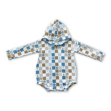 Load image into Gallery viewer, Smile plaid long sleeves hooded baby kids fall romper