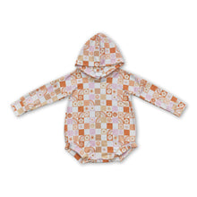 Load image into Gallery viewer, Orange floral smile plaid long sleeves baby girls fall romper