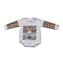 Load image into Gallery viewer, Howdy bull skull leopard long sleeves baby girls romper