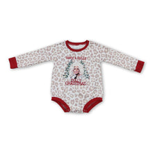 Load image into Gallery viewer, Leopard Merry Christmas singer baby girls romper