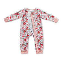 Load image into Gallery viewer, Gingerbread cup zipper baby girls Christmas romper
