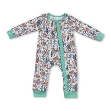 Load image into Gallery viewer, Green face long sleeves zipper baby girls Christmas romper