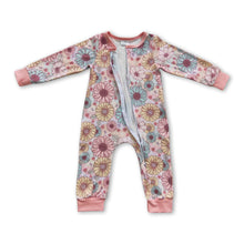 Load image into Gallery viewer, Flower long sleeves zipper baby girls romper