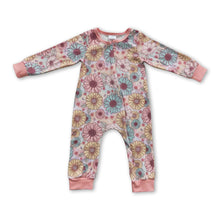 Load image into Gallery viewer, Flower long sleeves zipper baby girls romper