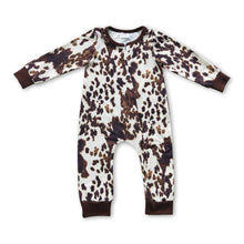 Load image into Gallery viewer, Cow print long sleeves zipper baby kids romper