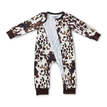 Load image into Gallery viewer, Cow print long sleeves zipper baby kids romper